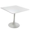 31.5"H White Tulip Table Mid-Century Dining Table with Round MDF Table Top;  Pedestal Dining Table;  End Table Leisure Coffee Table XH