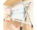 SOGA 2.4m Portable Standing Clothes Drying Rack Foldable Space-Saving Laundry Holder with Wheels