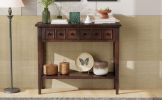 TREXM Rustic Console Table with Open Shelf, Rubber Wood Legs, Ideal for Entryways, Living Rooms, and Hallways (Espresso)