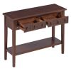 TREXM Rustic Console Table with Open Shelf, Rubber Wood Legs, Ideal for Entryways, Living Rooms, and Hallways (Espresso)
