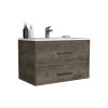 Praga Floating Vanity Sink with 2-Drawers Dark Brown / White