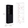 Hialeah 3 Piece Home Bookcase set, 74" Wide with 10 Shelves and Two Double-Door Cabinet , Living Room Set Set Black