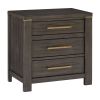 1pc Elegant Look Nightstand of 3 Drawers Gold Tone Pulls Brown Gray Silver Finish Modern Bedroom Furniture
