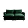 Corduroy Two-Seater Sofa with 2 Storage Footrest,2 Seater Sectional deep seat sofa,Comfy Couches for Living Room,Green Sofa