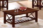 Modern Cherry Rubberwood 3pc Tables Set 1x Coffee Table and 2x End Tables MDF w/ Ogumi Veneer Top Living Room Furniture