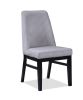 2pc Contemporary Upholstered Side Chair Light Gray Textured Fabric Upholstered High Back Cushioned Seat Wooden Dining Room Home Furniture Black Finish