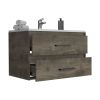Praga Floating Vanity Sink with 2-Drawers Dark Brown / White