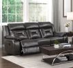 2pc Reclining Sofa Set Modern Design Living Room Furniture Sofa and Loveseat with Center Console Dark Gray Breathable Faux Leather Upholstery Contempo