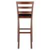 Simone Cushion Ladder-back Seat Bar Stools; 2-Pc Set; Black & Walnut