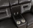 2pc Reclining Sofa Set Modern Design Living Room Furniture Sofa and Loveseat with Center Console Dark Gray Breathable Faux Leather Upholstery Contempo
