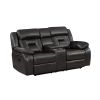 2pc Reclining Sofa Set Modern Design Living Room Furniture Sofa and Loveseat with Center Console Dark Gray Breathable Faux Leather Upholstery Contempo