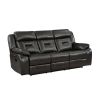 2pc Reclining Sofa Set Modern Design Living Room Furniture Sofa and Loveseat with Center Console Dark Gray Breathable Faux Leather Upholstery Contempo