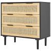 VEVOR 3 Drawer Rattan Dresser, Boho Dresser, Rattan Chest of Drawers with Spacious Storage, Natural Rattan Dresser for Bedroom, Living Room & Hallway