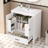 30" Bathroom Vanity with Sink Vintage Style, Multi-functional Storage Space, Door Shelf, Soft-closing Door, White