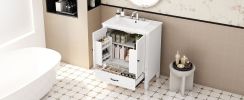 30" Bathroom Vanity with Sink Vintage Style, Multi-functional Storage Space, Door Shelf, Soft-closing Door, White