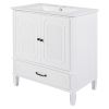 30" Bathroom Vanity with Sink Vintage Style, Multi-functional Storage Space, Door Shelf, Soft-closing Door, White