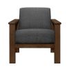 Dark Gray Fabric Upholstered 1pc Accent Chair Walnut Finish Wood Durable Modern Home Furniture Padded Seat and Back