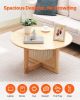 VEVOR Rattan Coffee Table Round Wood Coffee Table Single Tier for Living Room