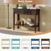 TREXM Rustic Console Table with Open Shelf, Rubber Wood Legs, Ideal for Entryways, Living Rooms, and Hallways (Espresso)