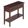 TREXM Rustic Console Table with Open Shelf, Rubber Wood Legs, Ideal for Entryways, Living Rooms, and Hallways (Espresso)