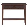 TREXM Rustic Console Table with Open Shelf, Rubber Wood Legs, Ideal for Entryways, Living Rooms, and Hallways (Espresso)