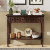 TREXM Rustic Console Table with Open Shelf, Rubber Wood Legs, Ideal for Entryways, Living Rooms, and Hallways (Espresso)