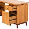66.5" Modern L-shaped Executive Desk with delicate tempered glass Cabinet Storage,Large Office Desk with Drawers