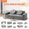 VEVOR Play Couch, Modular Kids Nugget Couch 15pcs, Toddler Foam Sofa Couch with High-density 25D Sponge for Playing, Creating, Sleeping