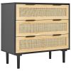 VEVOR 3 Drawer Rattan Dresser, Boho Dresser, Rattan Chest of Drawers with Spacious Storage, Natural Rattan Dresser for Bedroom, Living Room & Hallway