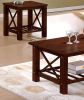 Modern Cherry Rubberwood 3pc Tables Set 1x Coffee Table and 2x End Tables MDF w/ Ogumi Veneer Top Living Room Furniture