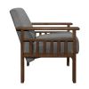 Gray Fabric Upholstered 1pc Accent Chair Walnut Finish Wood Durable Modern Home Furniture Padded Seat and Back