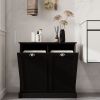Two-Compartment Tilt-Out Laundry Sorter Cabinet-Black
