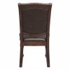 Traditional Dining Wooden Side Chairs Set of 2 Brown Cherry Finish Faux Leather Upholstery Home Furniture