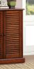 Modern Transitional Design 1pc Shoe Cabinet Oak Finish Adjustable Shelves Louver Design Doors Home Furniture Shoe Rack