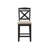 Transitional Style Dining Counter Height Chairs Set of 2pc Black Finish Wood Beige Fabric Seat Dining Room Furniture