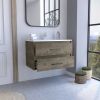 Praga Floating Vanity Sink with 2-Drawers Dark Brown / White