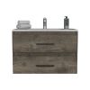 Praga Floating Vanity Sink with 2-Drawers Dark Brown / White