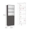 Poston 3 Piece Home Bookcase set, 67" Wide with 13 Shelves and 2-door Cabinet , Living Room Set Matt Gray / White