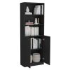 Hialeah 3 Piece Home Bookcase set, 74" Wide with 10 Shelves and Two Double-Door Cabinet , Living Room Set Set Black