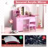 Kids Vanity Table and Chair Set with Shelves Drawer and Cabinet