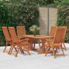 7 Piece Patio Dining Set Solid Wood Eucalyptus