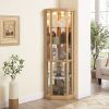 Corner Lighted Curio Cabinet Corner Glass Cabinet Lighted Curio Cabinet Corner Display Case for Living Room, Curio Cabinet, Antique collection, Wine