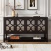 Elegant Retro Console Table/Storage Cabinet/Sideboard with Mirrored Doors,Spacious Shelves,and Durable Acacia Wood Legs - Perfect for Living Room