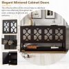 Elegant Retro Console Table/Storage Cabinet/Sideboard with Mirrored Doors,Spacious Shelves,and Durable Acacia Wood Legs - Perfect for Living Room