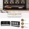 Elegant Retro Console Table/Storage Cabinet/Sideboard with Mirrored Doors,Spacious Shelves,and Durable Acacia Wood Legs - Perfect for Living Room