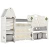 Kids Bookshelf Toy Storage Organizer with 17 Bins and 5 Bookshelves