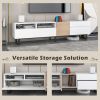 Modern TV Stand for 80'' TV with Double Storage Space, Media Console Table, Entertainment Center with Drop Down Door for Living Room, Bedroom