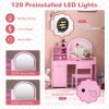 Kids Vanity Table and Chair Set with Shelves Drawer and Cabinet