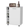 Rawlins Bar Cart with 6-Bottle Rack, Storage Cabine and Mobile Caster Wheels, Black