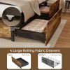 Full/Queen/Twin Size Bed Frame with Drawers LED Lights and USB Ports